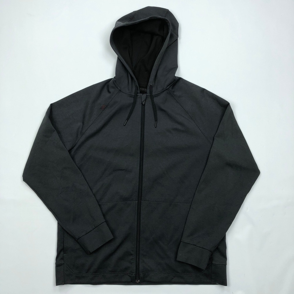 Rhone Reign Full Zip Hoodie Mens Large Gray Performance Sweatshirt Raglan L